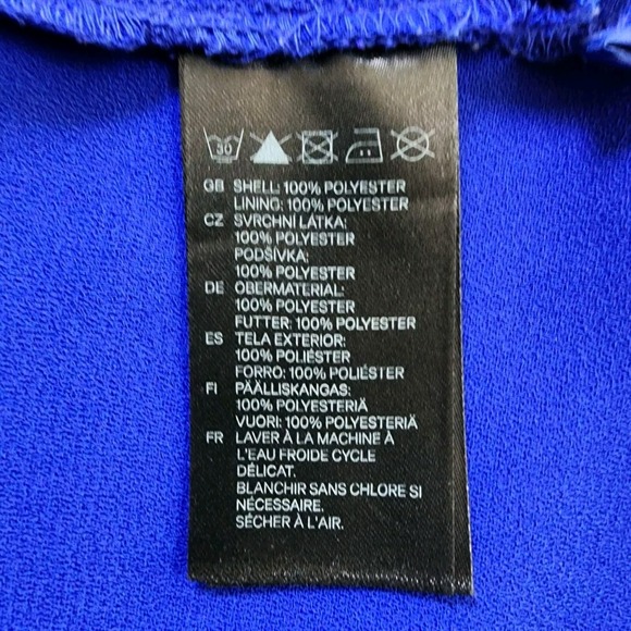 H&M Royal Blue Dress Womens 8‎ Silver Zipper Pockets Classic 3/4 Sleeve Y2K 90s - Picture 15 of 16